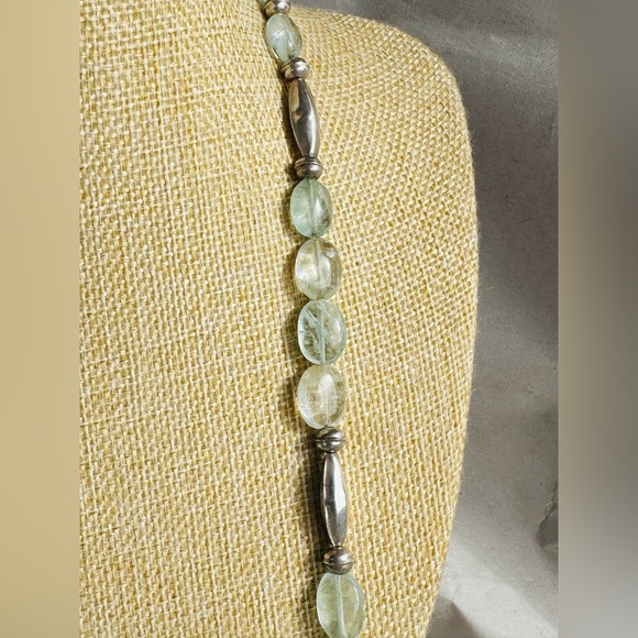 Aquamarine Gemstone Beaded Sterling silver Necklace 30” - Picture 5 of 7